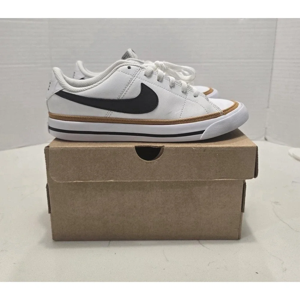 Nike Big Kids Court Legacy Next Nature Shoes White/Black Desert Ochre Size 4Y